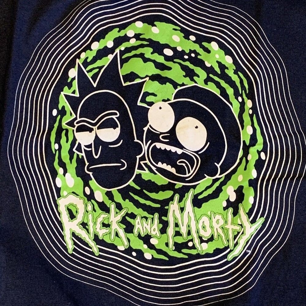 Rick and Morty Mens Shirt XL Green Portal Outline Unisex T-Shirt Navy NWT - Picture 6 of 12